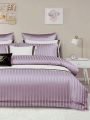3pcs Stripe Print Bedding Set, 1 Duvet Cover & 2 Pillowcases (core Not Included), Soft And Skin-friendly Polyester Fiber Bed Cover Set For Daily Use
