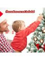 Costway 4.5FT Artificial Hinged Christmas Tree Snow Flocked Pine Tree w/400 Tips and Foldable Base
