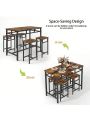 SEGMART 5 Pieces Dining Room Set, Counter Height Bar Table Set for 4, Wooden Bistro Pub Table and Chairs for Small Spaces, Rustic Brown