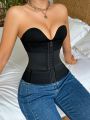 Solid Color Front Zipper & Hook Eye Waist Trainer