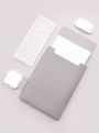 1pc Light Grey Pu Leather Laptop Protection Sleeve Suitable For Apple Macbook Inner Case Protector