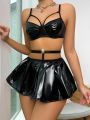 PU Leather Harness Lingerie Set