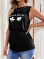 SHEIN Maternity Bee & Letter Printed Nursing Tank Top