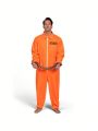 Spooktacular Creations Prisoner Jumpsuit Men's Orange Prison Escaped Inmate Jailbird Coverall Costume Halloween Costume