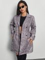 SHEIN SXY Women'S Belted Trench Coat With Double Breasted Closure