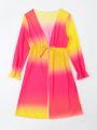 Big Girls' Ombre Mesh Kimono Style Dress