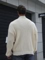 Extended Sizes Men's Plus Size Solid Color Drop Shoulder Sweater