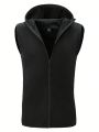 Men's Zippered Sleeveless Hooded Outdoor Vest Jacket