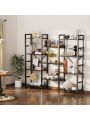 SUPERJARE Triple 4 Tier Bookshelf, Wide Bookcase with 11 Open Display Shelves