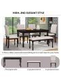 Nestfair 6-Piece Wood Dining Table Set with 4 Upholstered Chairs and Bench