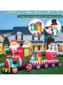 8 FT Christmas Inflatable Train with Santa Claus, Snowman, Penguin, Gift Boxes, Blow Up Yard Decorations with Built-in Lights, Lovely Xmas Train Carriage for Holiday Display Lawn Garden Party Decor