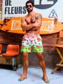 SHEIN Men'S Watermelon Print Drawstring Beach Shorts