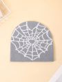 Rat Studio Y2k Fashion Heart Shaped Spider Web Pattern Men's Knitted Hat
