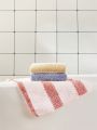 SHEIN Basic living 1 pc striped pineapple check coral fleece Bath Towel