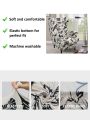2pcs Feather Printing Wingback Armchair Chair Cover ,  Modern Style Elastic Polyester Fiber Detachable Slipcovers ​for Living Room & Bedroom Decor