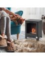HOMCOM Freestanding Ethanol Fireplace Stove, Burns up to 3 Hours, Black