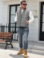 Manfinity Homme Men's Plus Size Sleeveless Hoodless Zipper Closure Warm Jacket In Grey