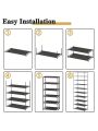 10 Tiers Shoe Rack, Simple Houseware 10-Tier Shoe Rack Storage Organizer 30-Pair, Easy Assembled Shoe Tower Stand, Sturdy Shoe Stand, Non-Woven Fabric Shoe Shelf Organizer Closet for Home, Black