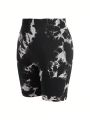 Yoga Basic Plus Size Tie-Dye Sports Shorts