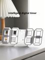 Smart 3d Digital Clock Alarm Clock, Wall Mounted Led Electronic Clock With Temperature Display