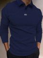 Extended Sizes Men Plus Striped Trim Polo Shirt