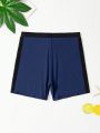 SHEIN Teenage Boys' Colorblock Swim Trunks