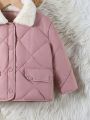 Toddler Girls' Stand Collar Diamond Shaped Quilted Jacket