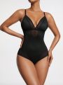 Women's Mesh Patchwork Spaghetti Strap Bodysuit With Slimming Effect