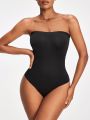 Ladies' Solid Color Strapless Bodysuit For Shaping