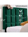 Flolinda Twin Bed Frame with Velvet Upholstered Headboard Modern Twin Platform Bed Frame for Girls and Boys No Box Spring Needed, Easy Assembly, Green