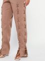 SHEIN SXY Brown Knit Drawstring Detail Jogger Pants