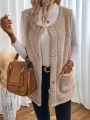 SHEIN LUNE Women'S Sherpa Single-Breasted Sleeveless Jacket