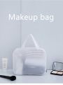 Eva Waterproof Cosmetic Bag With Large Capacity, Portable, Semi-transparent, Sandblasted, For Toiletries, Travel, Swimming, Cosmetics Storage Etc.