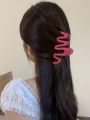 1pc Large Peach Pink Hair Clamp With 13cm Long Teeth For Thick Hair, Wave Design, Bun Clip Shark Clip Hair Accessory
