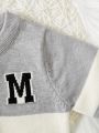 Baby Boy Letter Pattern Colorblock Cardigan