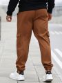 Manfinity Homme Men's Solid Color Drawstring Work Pants