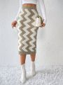SHEIN Essnce Chevron Pattern Knit Skirt