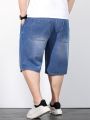 Manfinity Men Drawstring Waist Bermuda Denim Shorts
