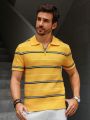 Men's Short Sleeve Striped Casual Knit Top