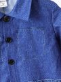 Young Boy Button Front Denim Effect Jumpsuit