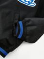SHEIN Boys' Comfortable Loose Fit Baseball Collar Jacket With Letter Print