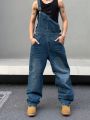 Manfinity Hypemode Men's Loose Fit Denim Overalls With Pockets
