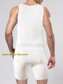 Men'S Shapewear Set Including Waist Trimmer & Long Leg Boxer Briefs With Letter Printed Band