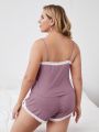 Plus Contrast Lace Cami PJ Set