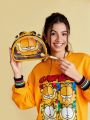 GARFIELD X SHEIN Yellow Irregular Shaped Cartoon Graphic Portable Cosmetic Bag