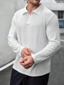 Manfinity Homme Men's Plus Size Casual Long Sleeve Half-zip Polo Shirt