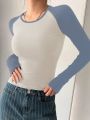 DAZY Casual Color Block Long Sleeve Slim Fit T-Shirt