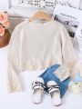Tween Girl Long Sleeve Hollow Out Cardigan With Open Front