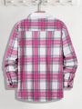 Manfinity Homme Men's Plus Size Plaid Pattern Shirt Jacket With Pockets