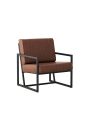 Modern Fashion PU Leather Feature Armchair with Metal Frame Extra-Thick Padded Backrest and Seat Cushion, for Living Room,Bedroom, Office, Studio, Brown